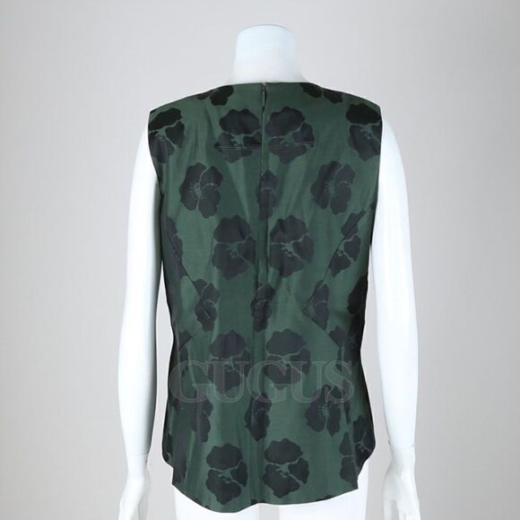 Tory Burch Silk Green Top Blouse Сrystallized Size 2 - Picture 3 of 11